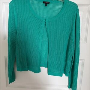 Talbots Turquoise sheer Open face Knit Sweater size medium